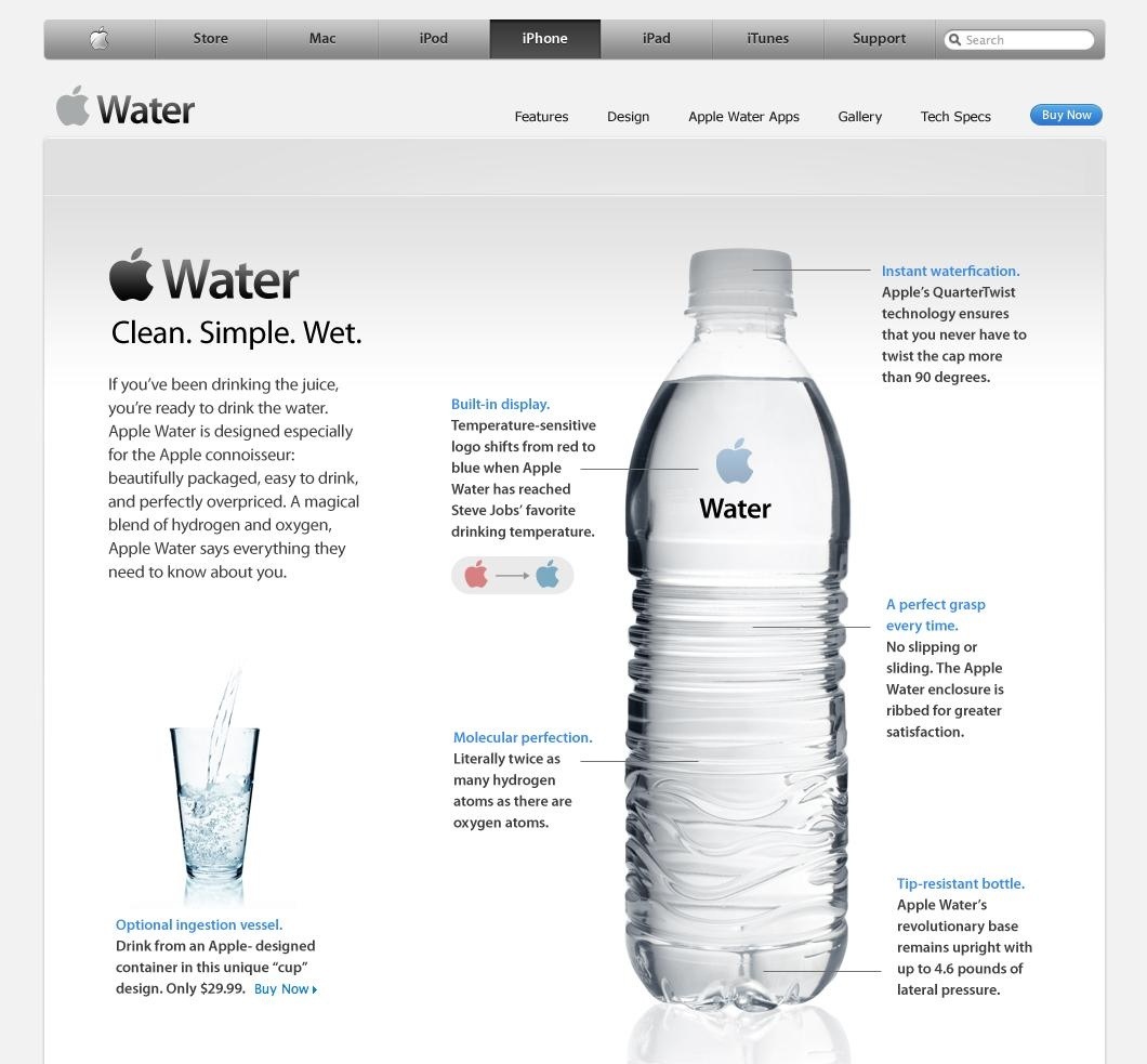 iWater. Als Apple water gaat verkopen, ziet dat er zo uit.