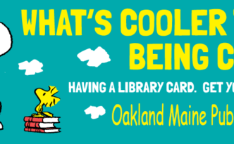 snoopy library card oakland maine public library
