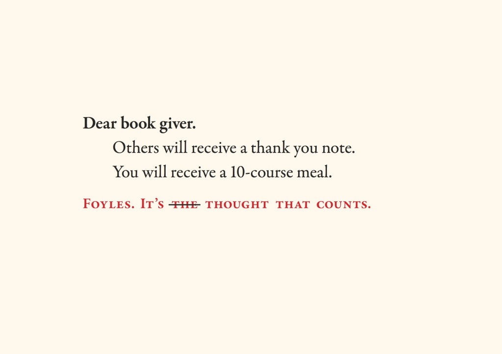 Foyles -Dear bookgiver 2