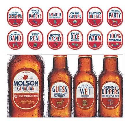 Molson etiketten op bierfles, conversationstarter