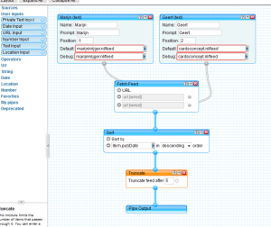 Yahoo Pipes voor samenvoegen van 2 rssfeeds. 